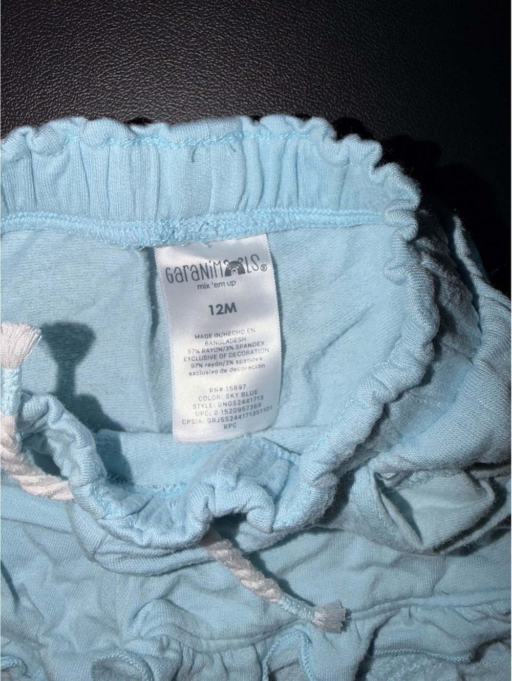 Garanimals Light Blue Cotton Ruffle Edge Kids Shorts 12M Adjustable Waist - Picture 2 of 2